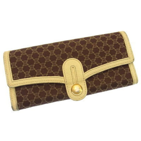 Celine long bifold Wallet macadam leather brown beige - Picture 1 of 6
